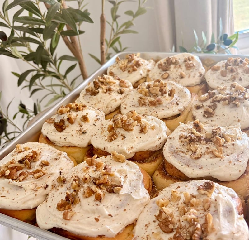 Frosted cinnamon rolls with cream cheese icing