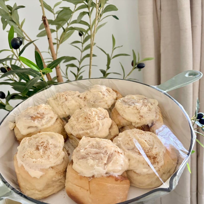 Classic sourdough cinnamon rolls fresh from the oven