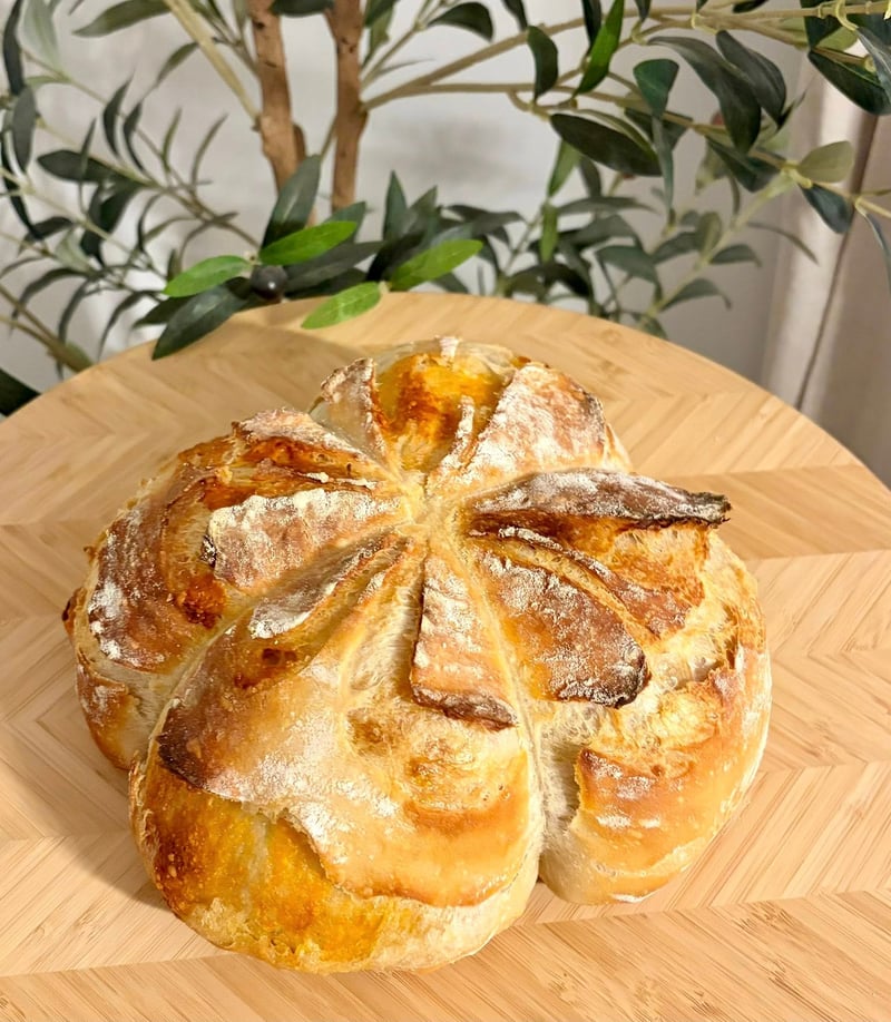 Beautiful flower-shaped sourdough boule