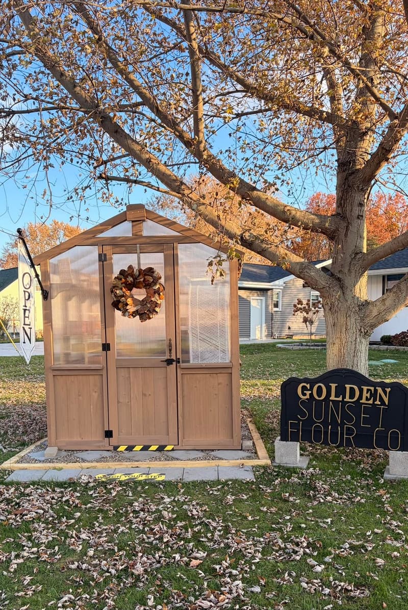 The Golden Sunset Flour Co. shed bakery on Sunset Drive